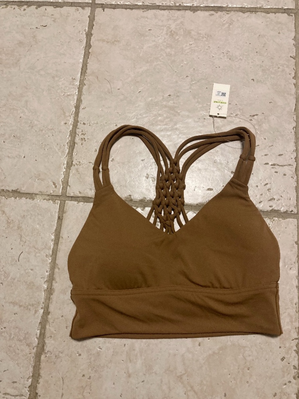 NWT Offline by Aerie Real Me Xtra Braided Back Bra Light Brown Tan Size XS